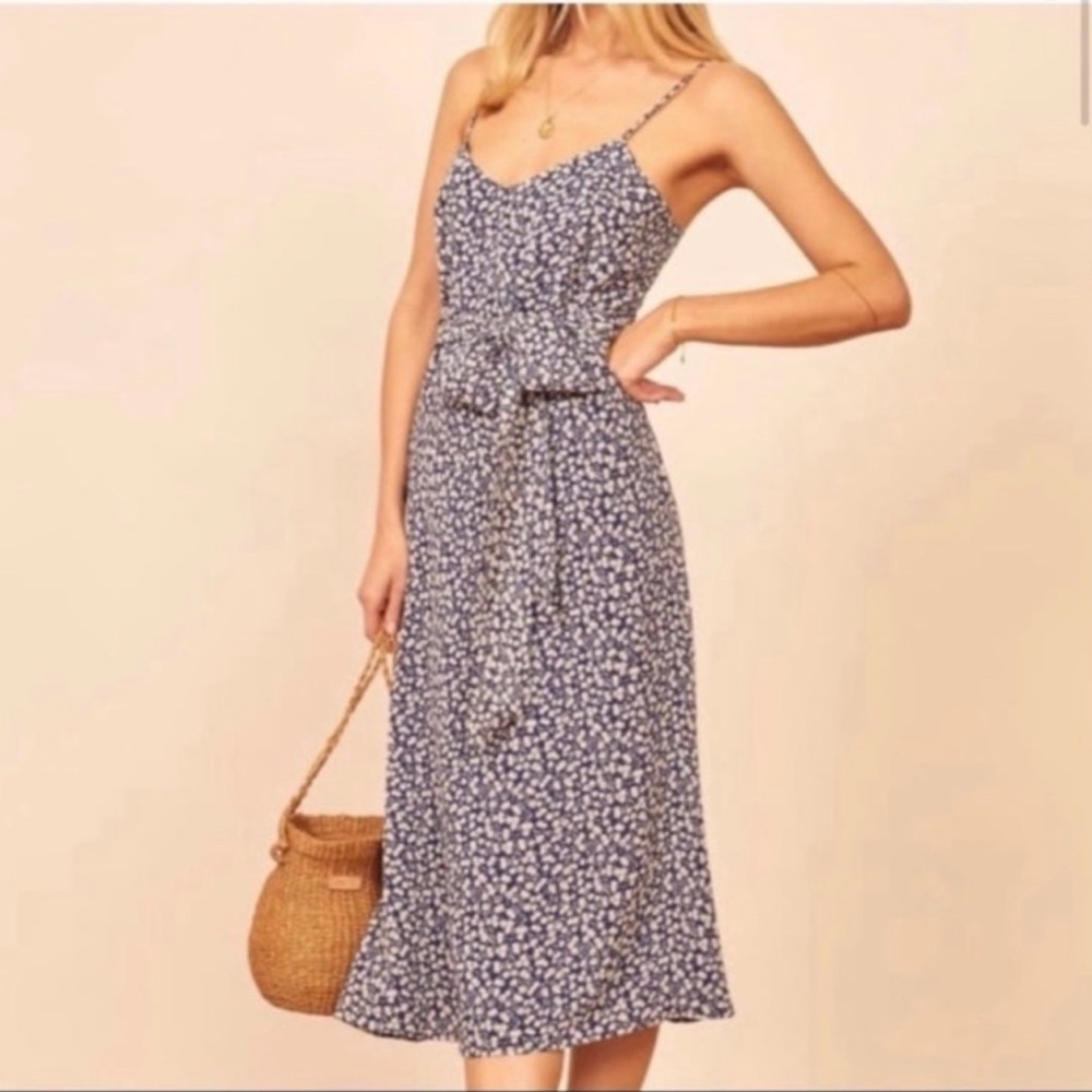 Reformation Blue Floral Dress
